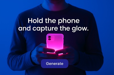Vibrant Neon Glow Phone Captured in Blue Atmosphere