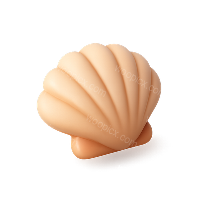 Stylized 3D Clam Shell Icon in Soft Hues