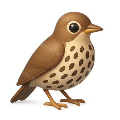 Stylized 3D Thrush Bird Icon with Isometric View