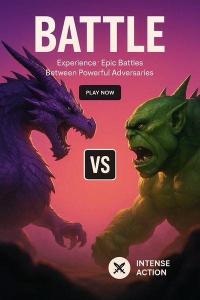 Epic Battle Between Fantasy Creatures in Gaming Promotion