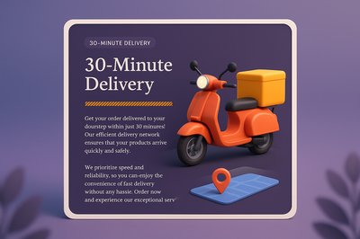 3D Illustration of 30-Minute Delivery Service Concept