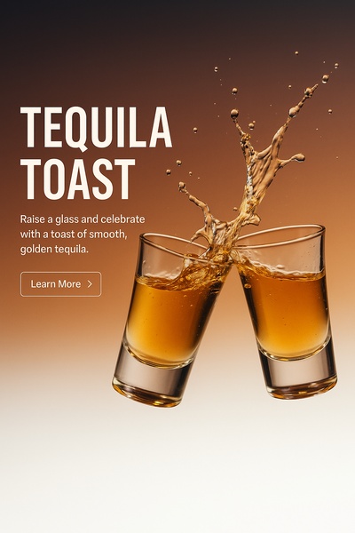 Stylish Tequila Toast with Splash on White Background