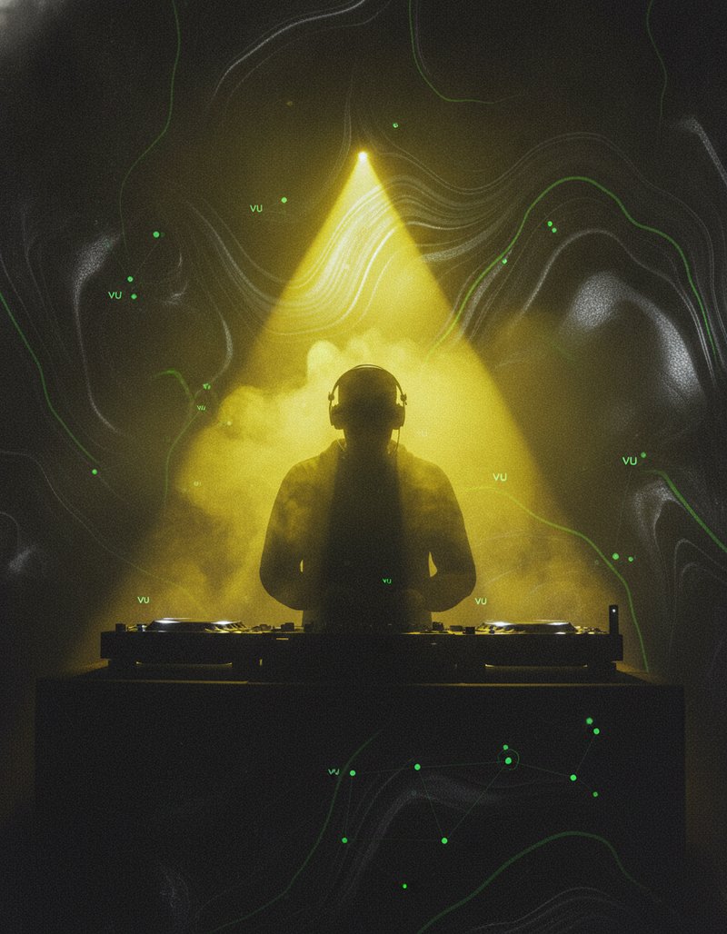 DJ silhouette with electric vibes