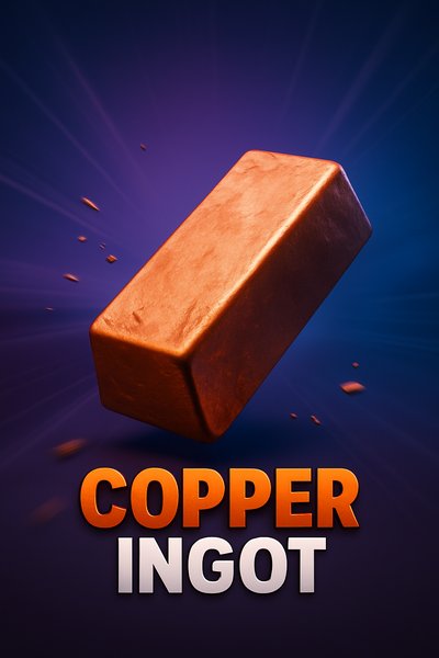 Dynamic Copper Ingot Display with Bold Typography