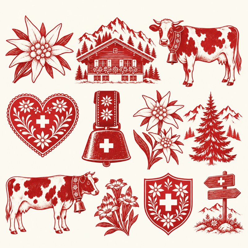 Swiss alpine folk design elements