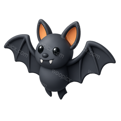 Playful 3D Bat Icon in Isometric View