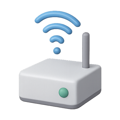 Stylized Wi-Fi Router Icon with Signal Waves