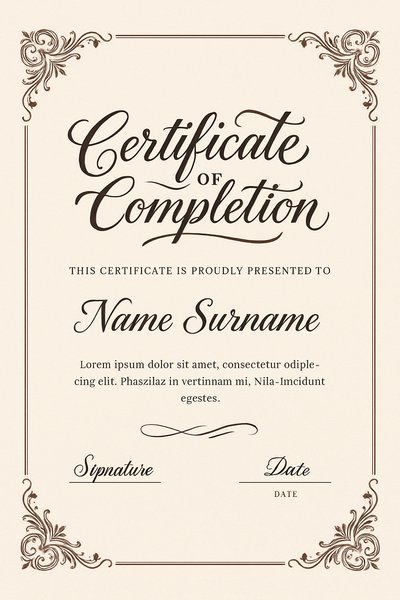 Elegant Certificate of Completion with Ornate Design