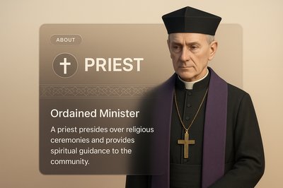 3D Illustration of a Priest with Informative Overlay
