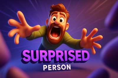 Dynamic Illustration of a Surprised Character in 3D
