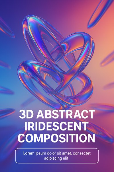 3D Abstract Iridescent Composition with Modern Design