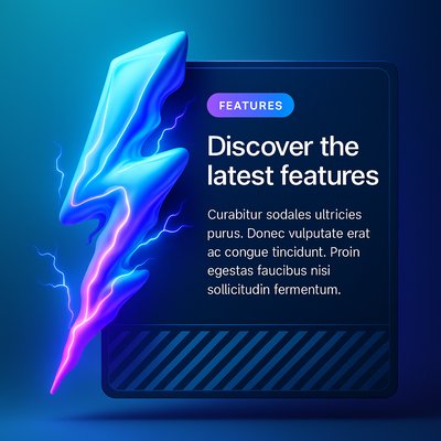 Vibrant 3D Lightning Strike Design with Features Block