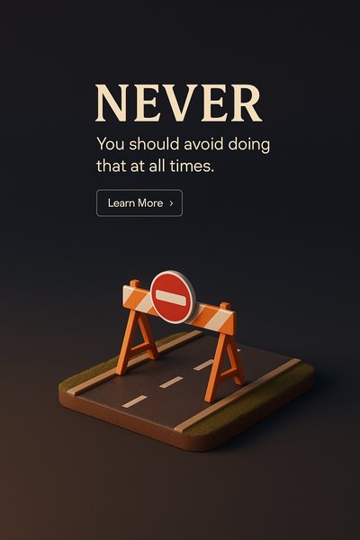 Stylish 3D Scene with Caution Sign and Text Elements
