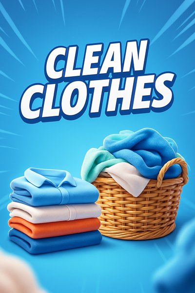 Vibrant Stack of Clean Clothes with Wicker Basket