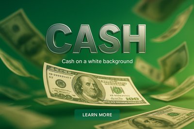 Dynamic Cash Concept with Dollar Bills and Green Background