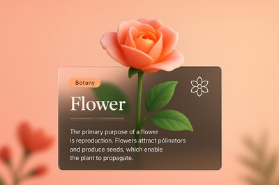 3D Floral Illustration with Informative Overlay