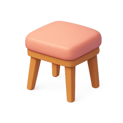 Stylish Pink Stool with Wooden Legs