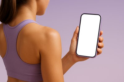 Dynamic Image of a Woman Holding a Purple Phone