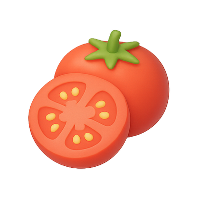 Realistic Tomato Illustration with Sliced Section