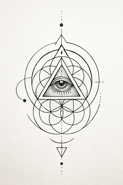 Intricate Geometric Design Featuring an Eye Symbol