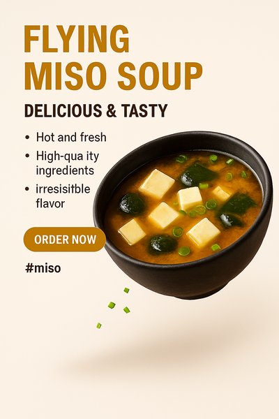 Promotional Graphic for Miso Soup Featuring Fresh Ingredients