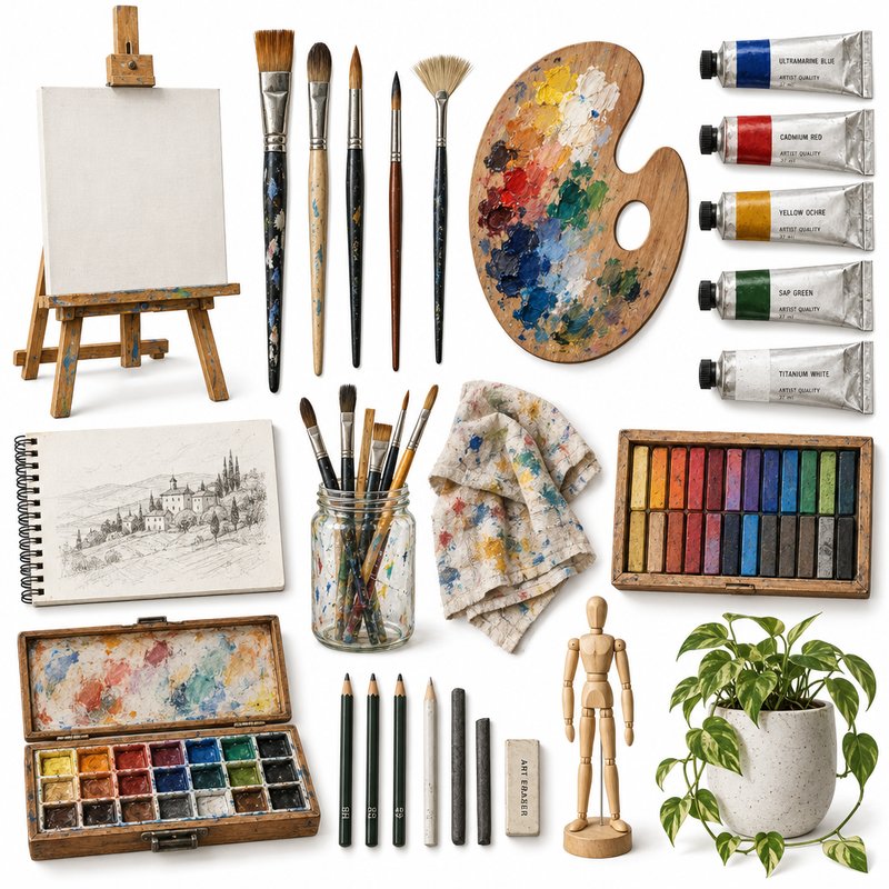 Art supplies design elements pack