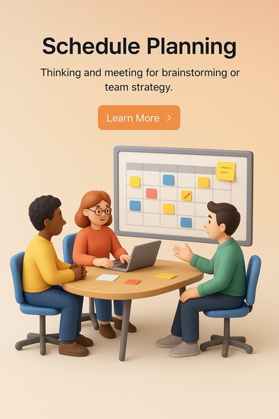 Creative Team Meeting for Schedule Planning in 3D Illustration