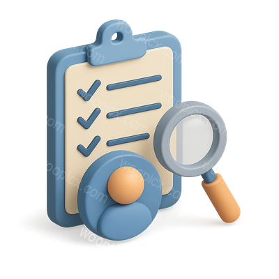 3D Icon Representing User Research with Checklists