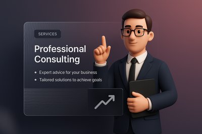 3D Web Design with Professional Consulting Theme