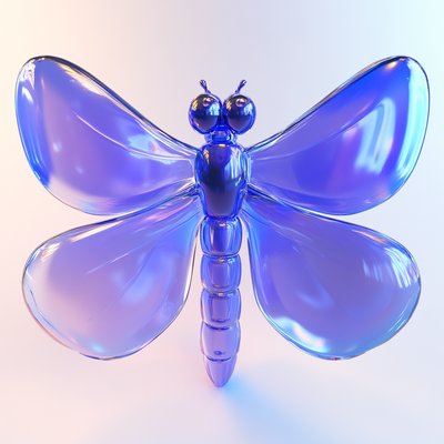 Stylized Transparent Blue Butterfly Sculpture