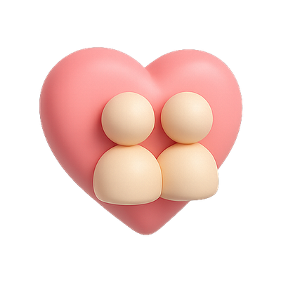 Stylized Heart with Two Abstract Figures