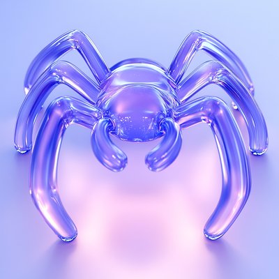 Stylized Glass Spider Sculpture with Soft Lighting