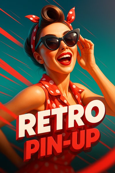 Vibrant Retro Pin-Up Style with Dynamic Elements