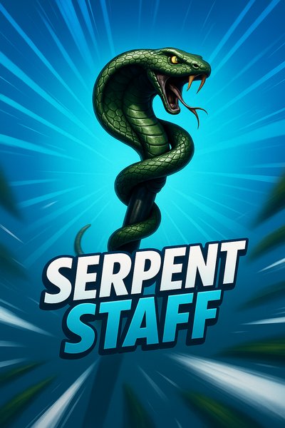 Dynamic Serpent Staff Illustration with Bold Design