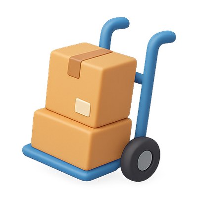 3D Illustration of Delivery Cart with Boxes
