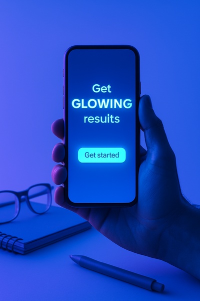 Vibrant Phone Display with Glowing Text