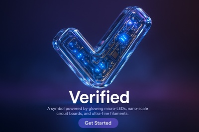 Hyperrealistic 3D Scene of a Verified Symbol with Glowing Details