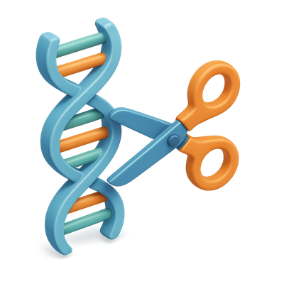 3D CRISPR Gene Editing Icon with Scissors