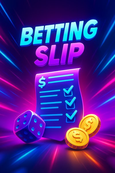 Dynamic Neon Betting Slip Illustration with Glowing Effects