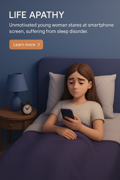 Life Apathy: Young Woman Struggling with Smartphone Addiction