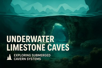 Digital Artwork of Underwater Limestone Caves with Ethereal Lighting