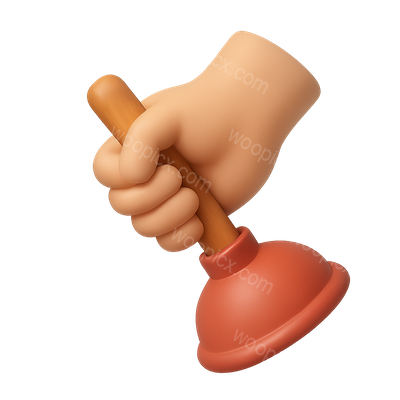 3D Hand Holding a Plunger Icon in Isometric View