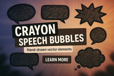 Creative Crayon Speech Bubbles Graphic with Hand-Drawn Elements