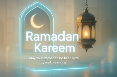 Elegant Ramadan Greeting Card with Lantern and Moon