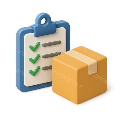 3D Clipboard and Package Icon in Isometric View