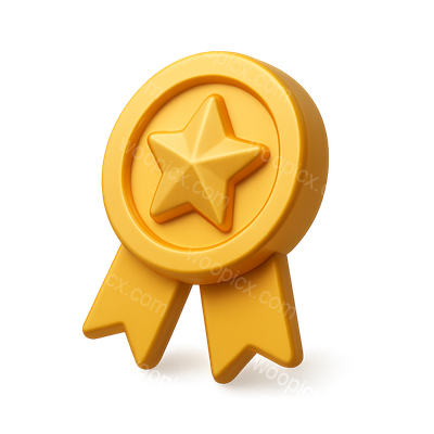 Glossy 3D Gold Star Award Icon Design