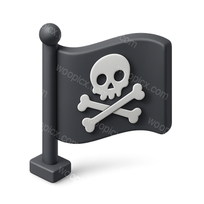 3D Skull Flag Icon with Crossbones in Isometric View