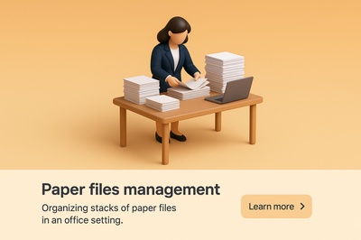 Businesswoman Organizing Paper Files in Office Setting