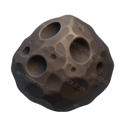 Realistic 3D Asteroid Icon with Craters