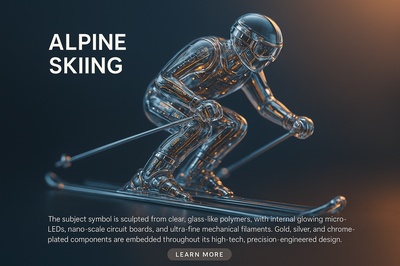 Hyperrealistic Alpine Skiing Symbol with High-Tech Aesthetics
